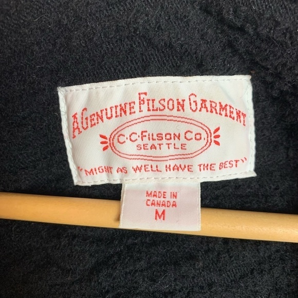 FILSON Women’s Black Wool Jacket Size Medium Cable-Knit  Full Zip Pockets - Picture 4 of 16